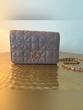 Bebe Quilted Taupe Crossbody with Gold Chain Small New Without Tags